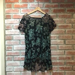 Sheer flowy tropical black top